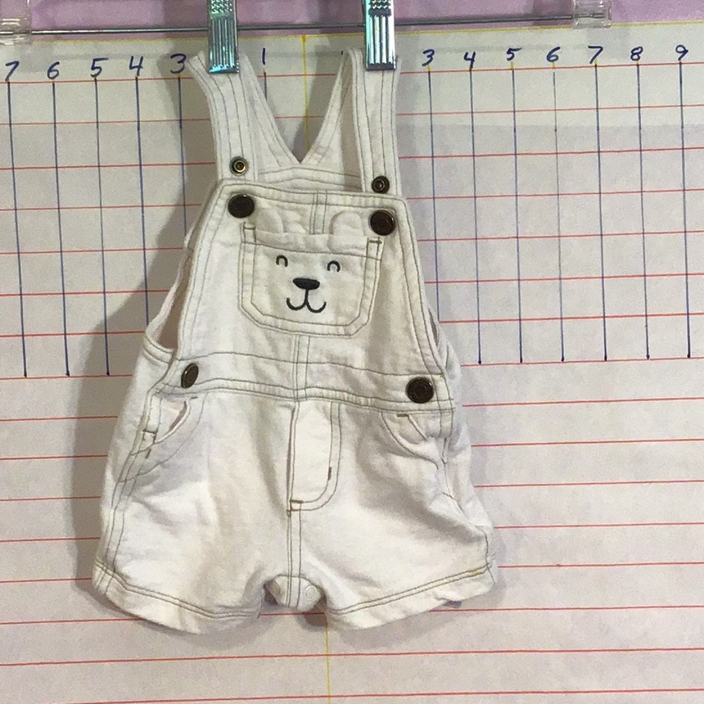CARTER’S - boy’s, overalls,  puppy face  sz 3mo white